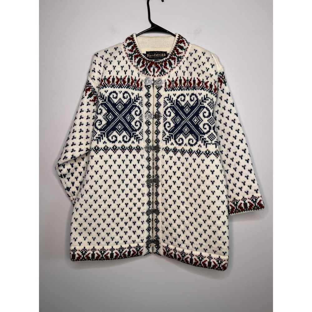 Nordstrikk of Norway Ski Norwegian Fair Isle Wool Clasp Oversized Cardigan S